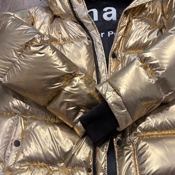 TNA Shiny Gold Puffer Coat - Picture 3 of 5